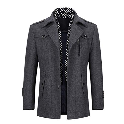 Allthemen Wintermantel Herren Slim Fit Kurzmantel Mantel Herren Schwarz Wolle Kurz Wollmantel Mantel Winter, Dunkelgrau, XS von Allthemen