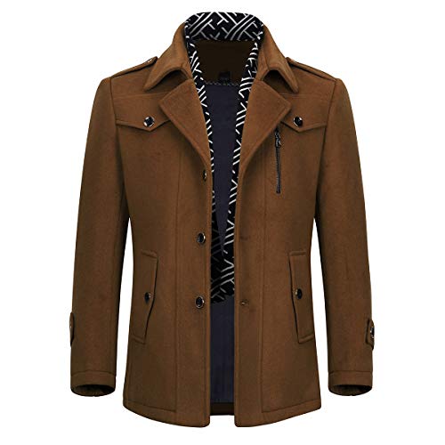 Allthemen Wintermantel Herren Slim Fit Kurzmantel Mantel Herren Schwarz Wolle Kurz Wollmantel Mantel Winter Khaki M von Allthemen