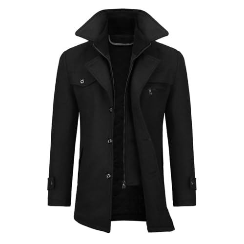 Allthemen Wintermantel Kurzmantel Herren Schwarz Wollmantel Stehkragen Herren Winter Mantel Warm Kurz Slim Fit Winterjacke Business Schwarz(gestepptes Innenfutter M von Allthemen