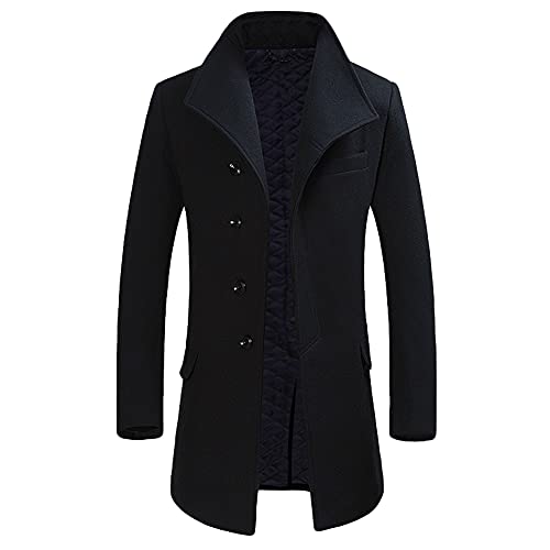 Allthemen Wintermantel Mantel Herren Lang Slim Fit Herrenmantel Winter Schwarz Business Mantel Herren Wolle Wollmantel Schwarz M von Allthemen