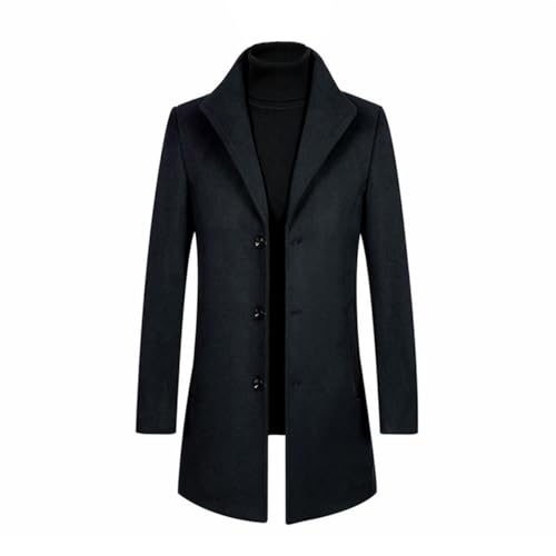 Allthemen Wintermantel Mantel Herren Lang Slim Herrenmantel Winter Schwarz Business Mantel Herren Wolle Wollmantel 802 Dunkelblau XL von Allthemen