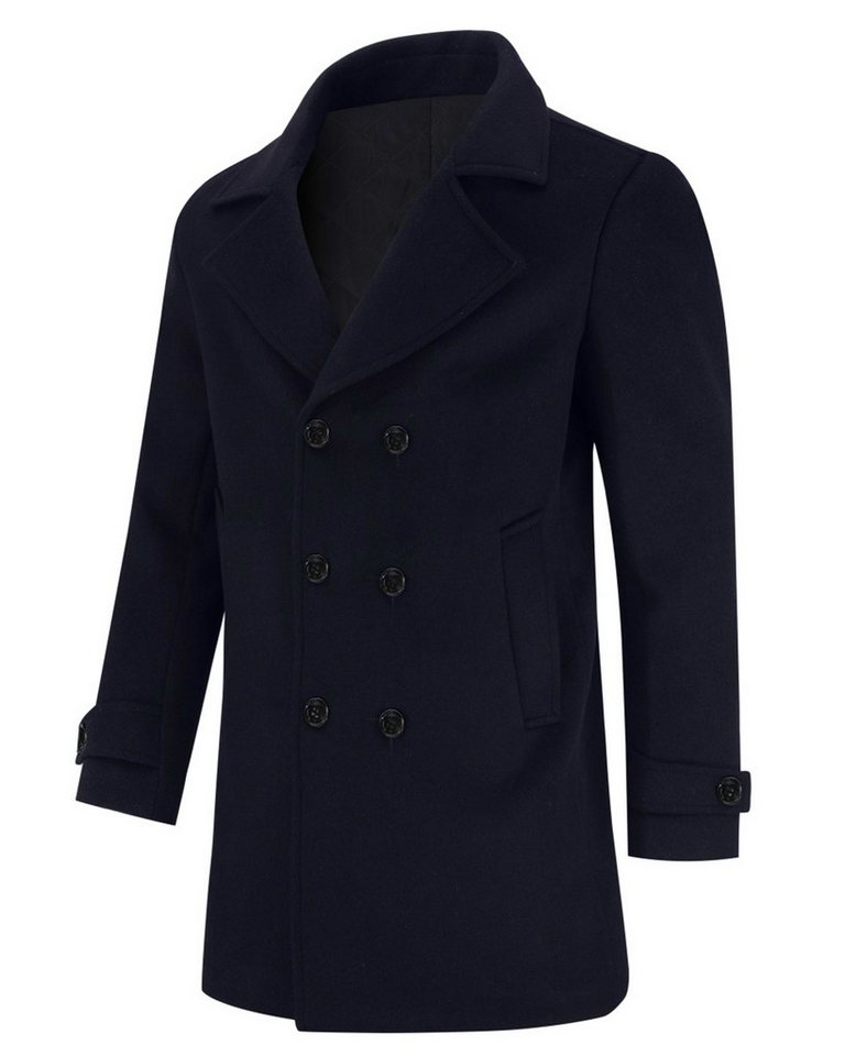 Allthemen Wollmantel Herren Zweireihige Winterjacke Wintermantel Mittellang Businessmantel von Allthemen