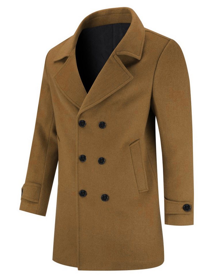 Allthemen Wollmantel Herren Zweireihige Winterjacke Wintermantel Mittellang Businessmantel von Allthemen