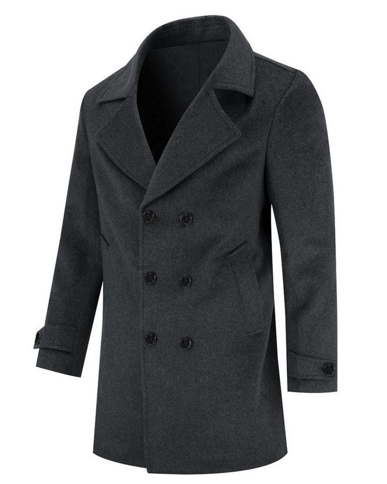Allthemen Wollmantel Herren Zweireihige Winterjacke Wintermantel Mittellang Businessmantel von Allthemen