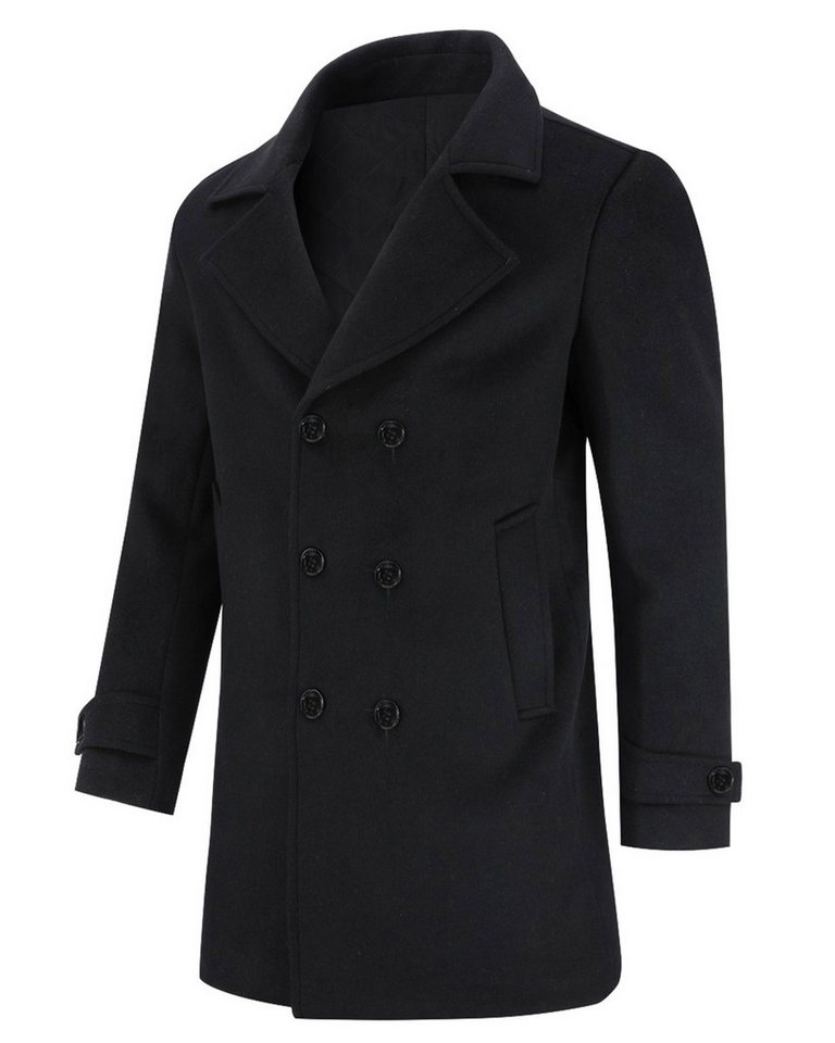 Allthemen Wollmantel Herren Zweireihige Winterjacke Wintermantel Mittellang Businessmantel von Allthemen