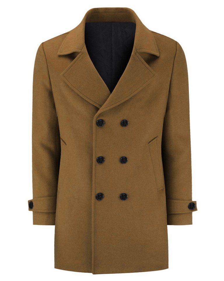 Allthemen Wollmantel Zweireihig Wintermantel gefüttert Mittellang Herrenmantel Winterjacke von Allthemen
