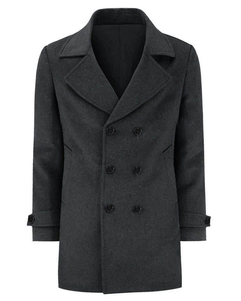 Allthemen Wollmantel Zweireihig Wintermantel gefüttert Mittellang Herrenmantel Winterjacke von Allthemen