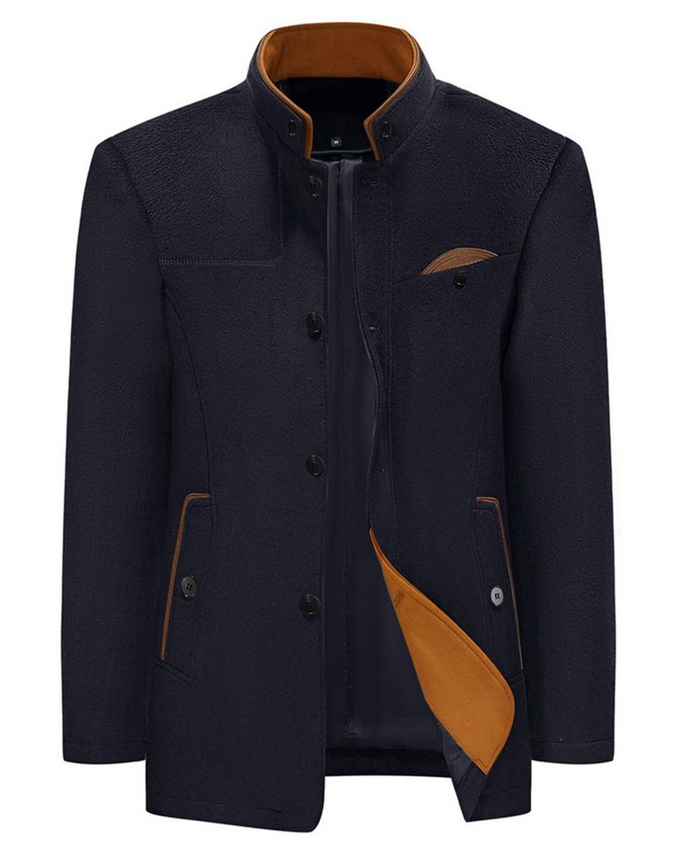 Allthemen Wollmantel mit Stehkragen Wintermantel Herren warmer Kurzmantel von Allthemen