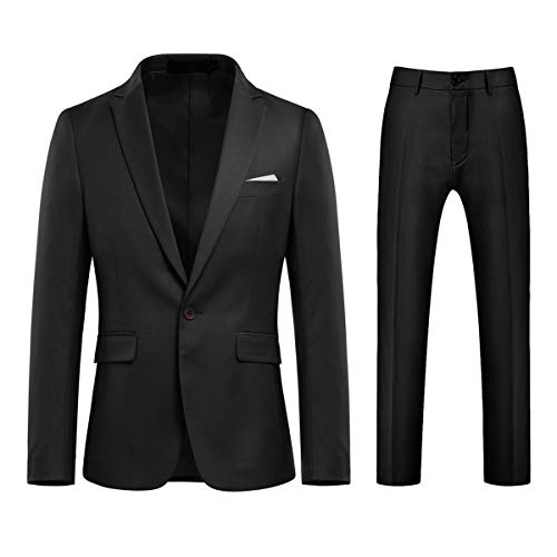 Allthemen Anzug Herren Anzug 2 Teilig Slim Fit Herrenanzug Hochzeit Anzüge Herren Modern Sakko für Business Schwarz M von Allthemen