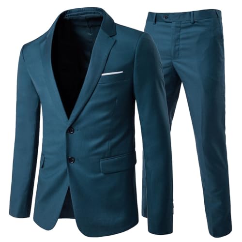 Allthemen Anzug Herren Anzug 2 Teilig Slim Fit Herrenanzug Hochzeit Anzüge Herren Modern Sakko für Business Blau(2 Knöpfe) XS von Allthemen
