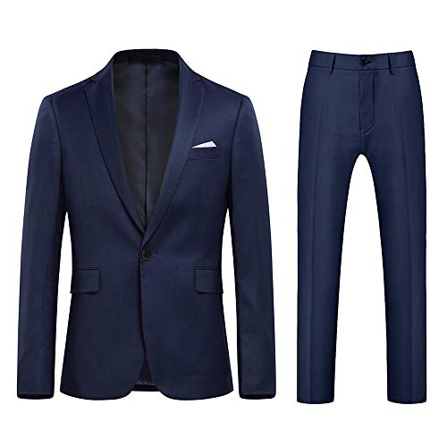 Allthemen Anzug Herren Anzug 2 Teilig Slim Fit Herrenanzug Hochzeit Anzüge Herren Modern Sakko für Business Dunkelblau XL von Allthemen