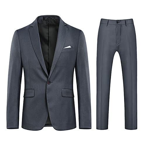 Allthemen Anzug Herren Anzug 2 Teilig Slim Fit Herrenanzug Hochzeit Anzüge Herren Modern Sakko für Business Grau L von Allthemen