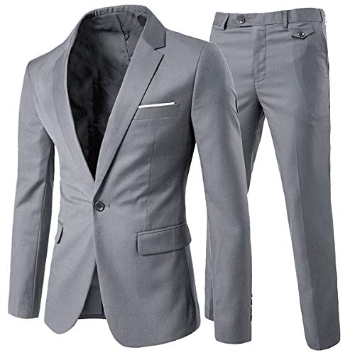 Allthemen Herrenanzug 2 Teilig Slim Fit Anzüge Business Hochzeitanzug für Männer Hellgrau 3XL von Allthemen