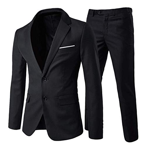 Allthemen Anzug Herren Anzug 2 Teilig Slim Fit Herrenanzug Hochzeit Anzüge Herren Modern Sakko für Business Schwarz(2 Knöpfe) S von Allthemen