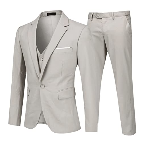 Anzug Herren Slim Fit 3 Teilig Anzüge Herrenanzug Sakko Hochzeit Business Griege 3XL von Allthemen