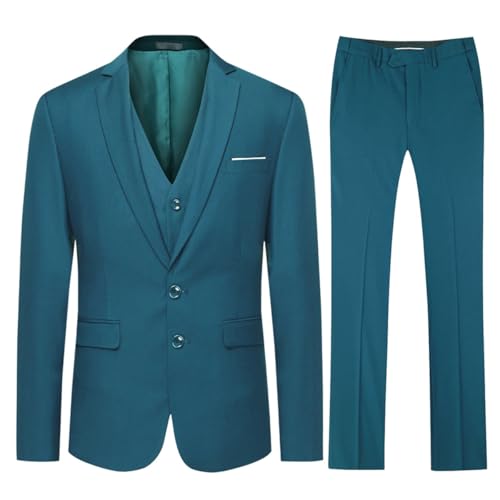 Allthemen Anzug Herren 3 Teilig Herrenanzug Slim Fit 2 Knopf Hochzeitanzug Anzüge Sakko für Business Blau M von Allthemen