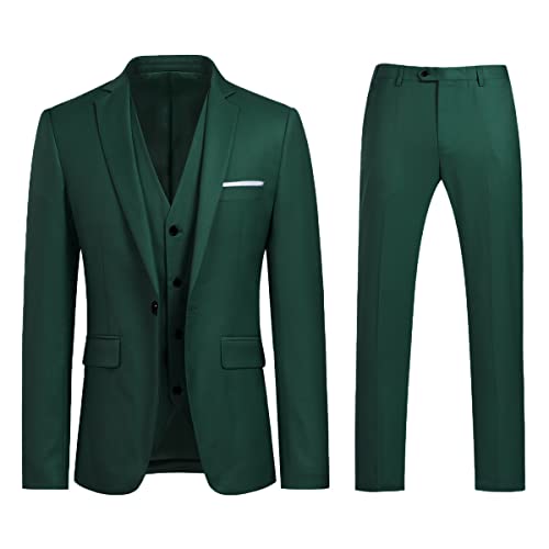 Allthemen Anzug Herren Slim Fit 3 Teilig Anzüge Modern Herrenanzug 3-Teilig Sakko Hose Weste für Business Hochzeit Grün M von Allthemen