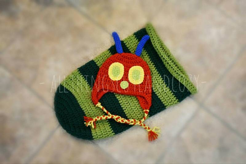 Gehäkelte Hungrige Raupe Artikel | Mütze Kokon Halloween-Kostüm Baby Kleinkind Kind Erwachsene Größen Erhältlich Eric Carle von Allthingscuteandcozy