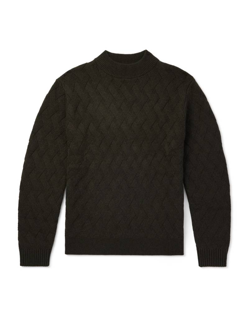 Allude - Cable-Knit Wool and Cashmere-Blend Mock-Neck Sweater - Men - Green - M von Allude