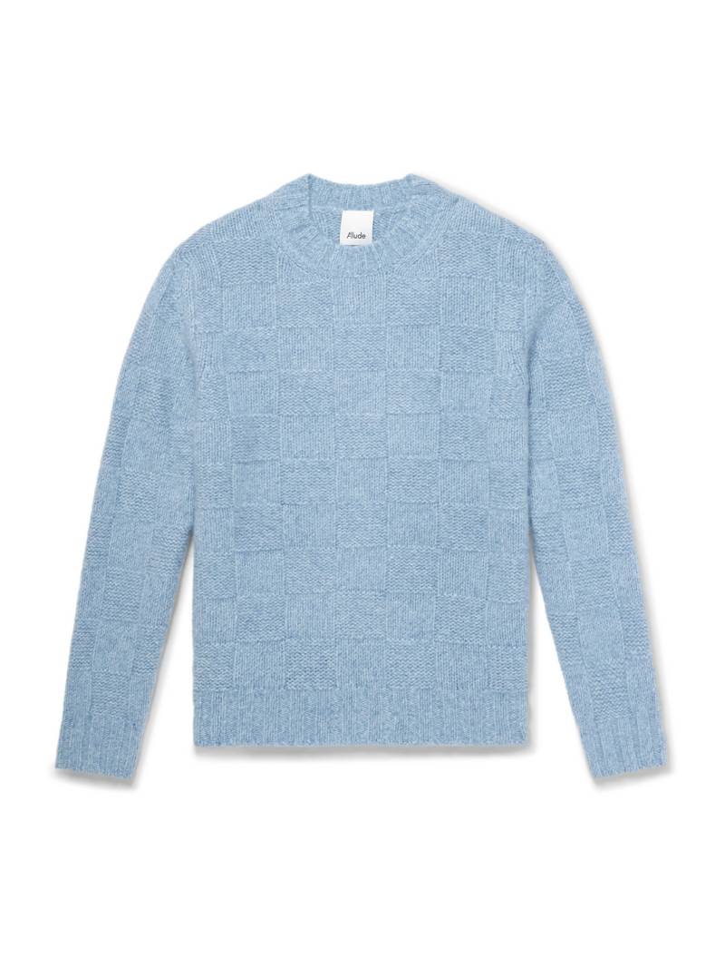 Allude - Checked Cashmere and Silk-Blend Sweater - Men - Blue - M von Allude