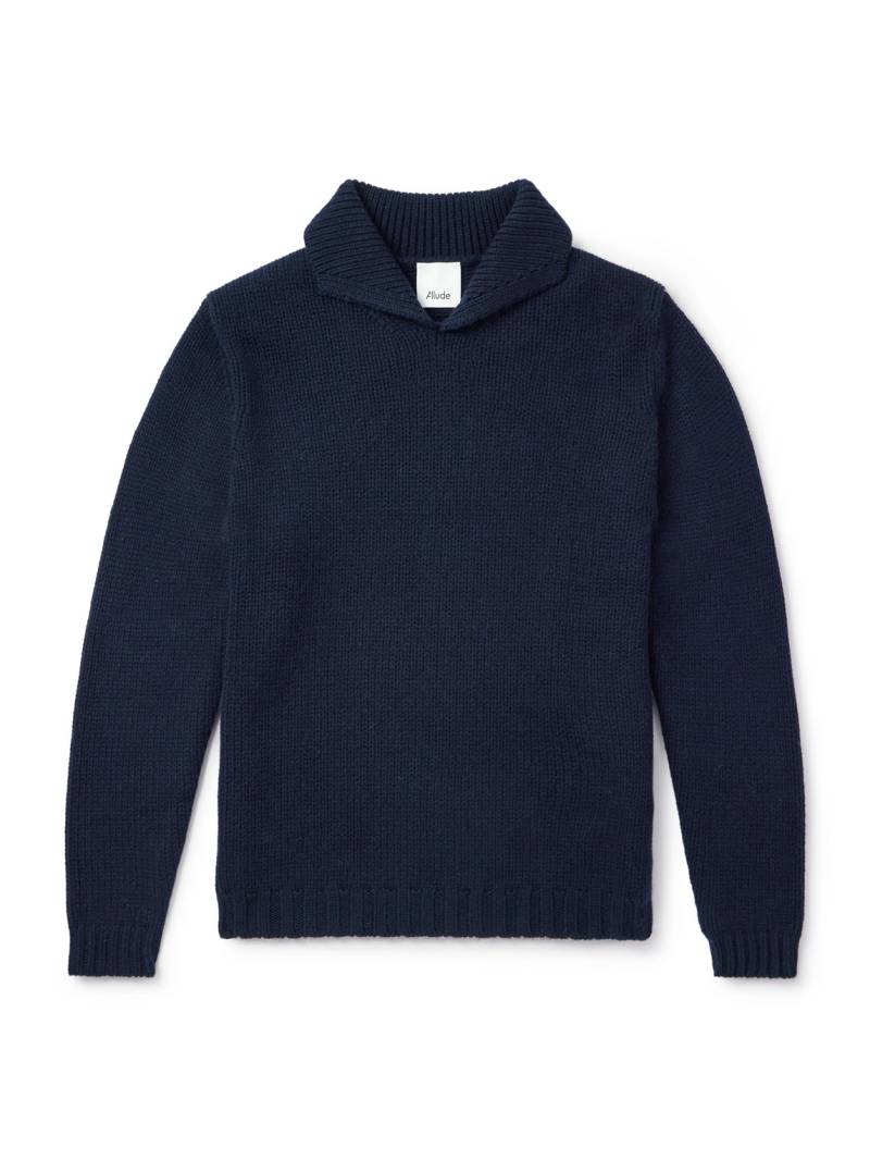 Allude - Shawl-Collar Virgin Wool and Cashmere-Blend Sweater - Men - Blue - XXL von Allude