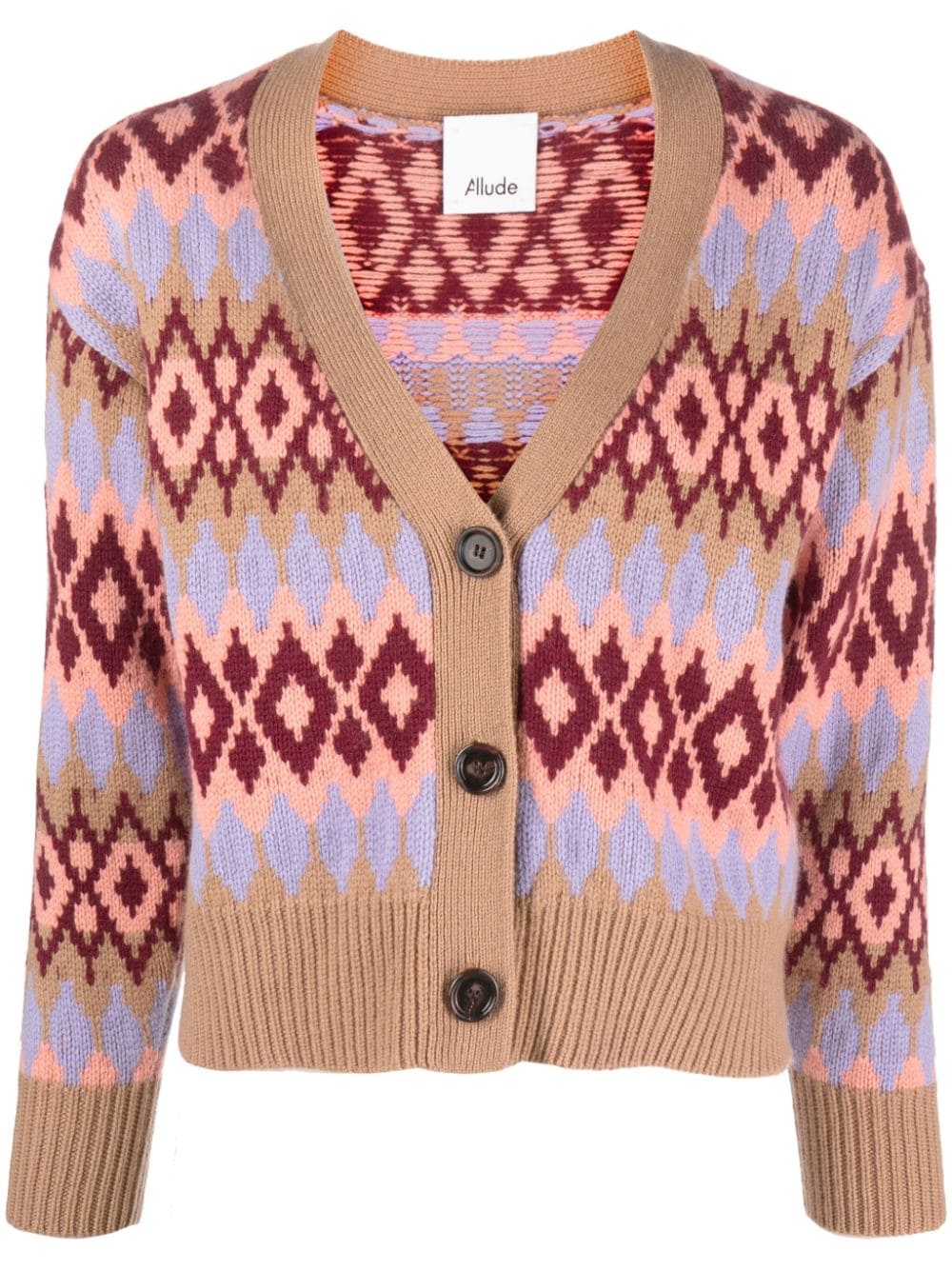 Allude Cardigan mit V-Ausschnitt - Rosa von Allude