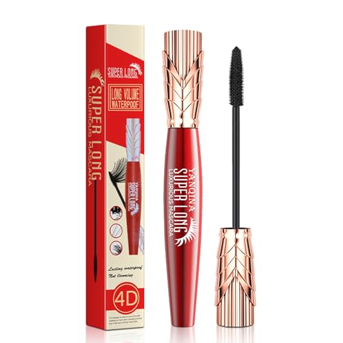 Mascara, 4D Silk Fiber Lash Mascara, wasserdicht und Sweat Proof Mascara, Stereo Lengthening Curling Mascara, Super Long Mascara, Quick-Drying, No Clumping, Long-Lasting, Instant Volumizing Mascara von Allunodac