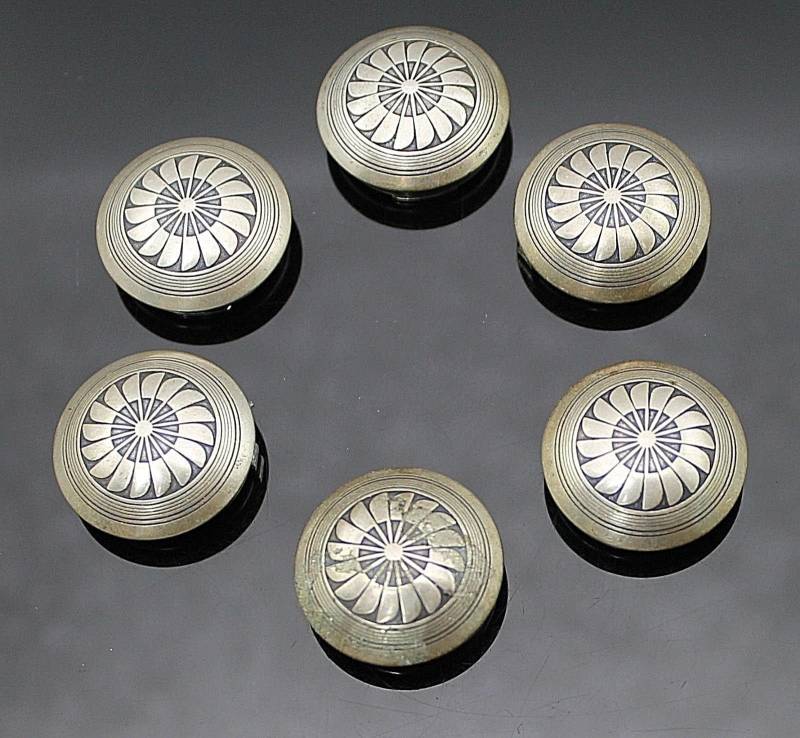 Gepunzt Tsm Vintage Geätzt Gemusterten Südwestlichen Ethno Silber Knopf Abdeckung 6Er Set von AllureUnited
