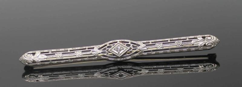 Geschenk-Idee Immobilien Echte Diamant Akzente Offen Filigrane Design Massiv 14K Weißgold Platin Pin Verschluss/Brosche von AllureUnited