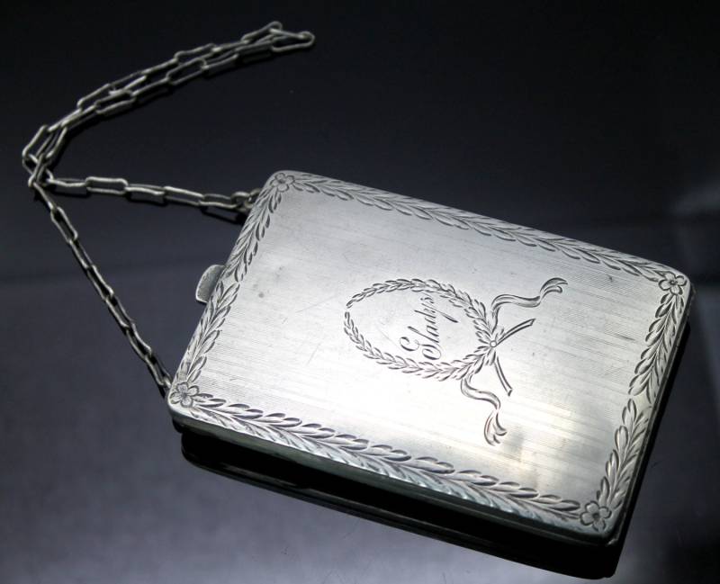 Jugendstil/Kompaktes Zigarettenetui Tanzgeldbörse Geldbörse Visitenkarten Sterlingsilber von AllureUnited