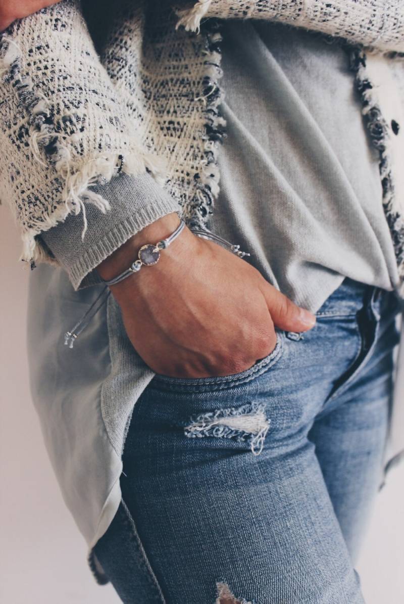 Crystal Quartz Bracelet | Minimalistic Kristall Boho Chic Verstellbar Adjustable von AlluresShop