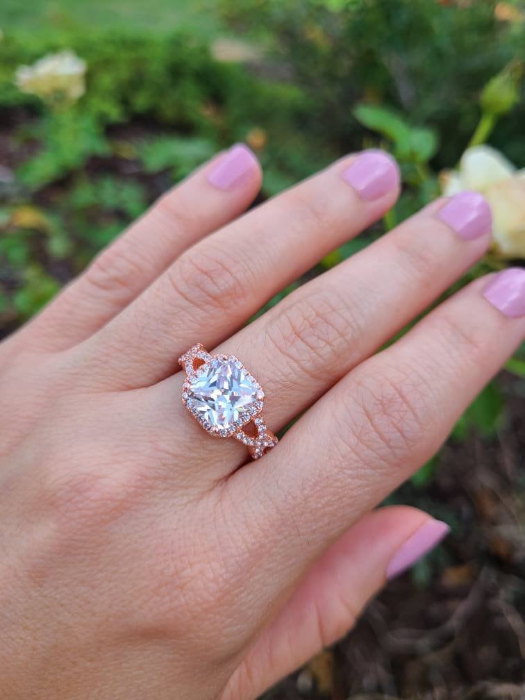 Ascher 3.64 Ct Weißer Saphir Roségold Ring Gr. 7 Ascher 3.64 Ct Weißer Saphir Roségold Ring Gr. 7 von AlluringFindingsCo