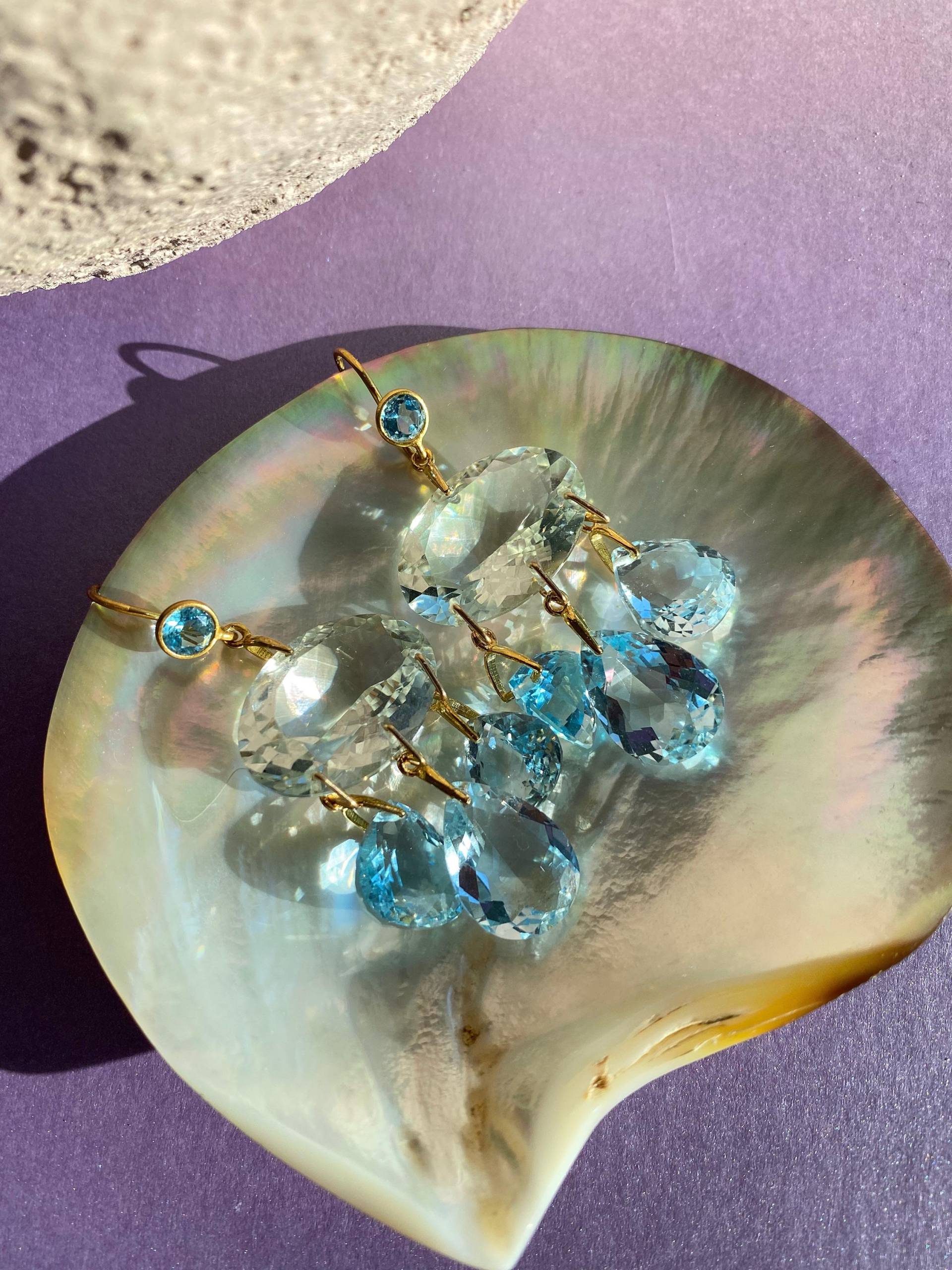 Prasiolith Und Schweizer Blautopas Chandelier Ohrringe von AlluringPiecesByC