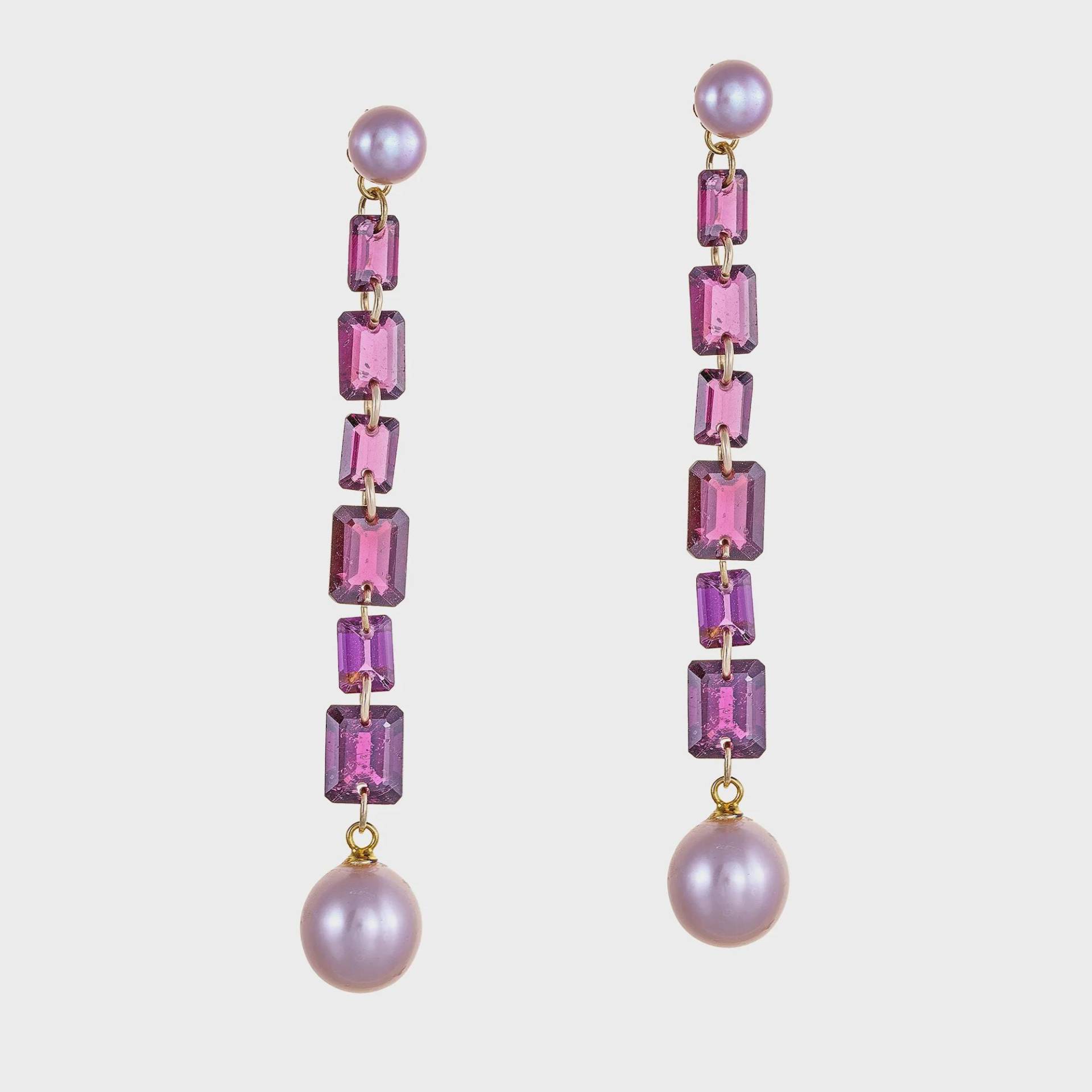 Rhodolith Granat Und Mauve Pink Pearl Ohrringe von AlluringPiecesByC