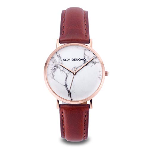 Ally Denovo Carrara Marble Unisexuhr mit Lederband Analog Rosevergoldet AM5010.4 Ally Denovo Carrara Marble Unisexuhr mit Lederband Analog Rosevergoldet AM5010.4 von Ally Denovo