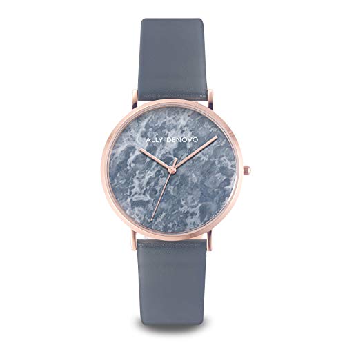 Ally Denovo Carrara Marble Unisexuhr mit Lederband Analog Rosevergoldet AM5010.7 von Ally Denovo