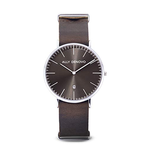 Ally Denovo Heritage Edate Unisexuhr mit Lederband Analog Edelstahl AM5015.1 von Ally Denovo