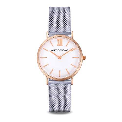 Ally Denovo New Vintage Mini Mesh Damenuhr mit Milanaiseband Analog Rose AS5005.2 von Ally Denovo