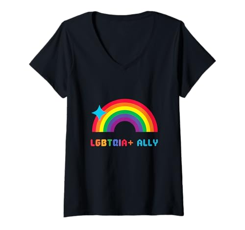Damen LGBTQIA+ Verbündeter T-Shirt mit V-Ausschnitt Damen LGBTQIA+ Verbündeter T-Shirt mit V-Ausschnitt von Ally of LGBTQ