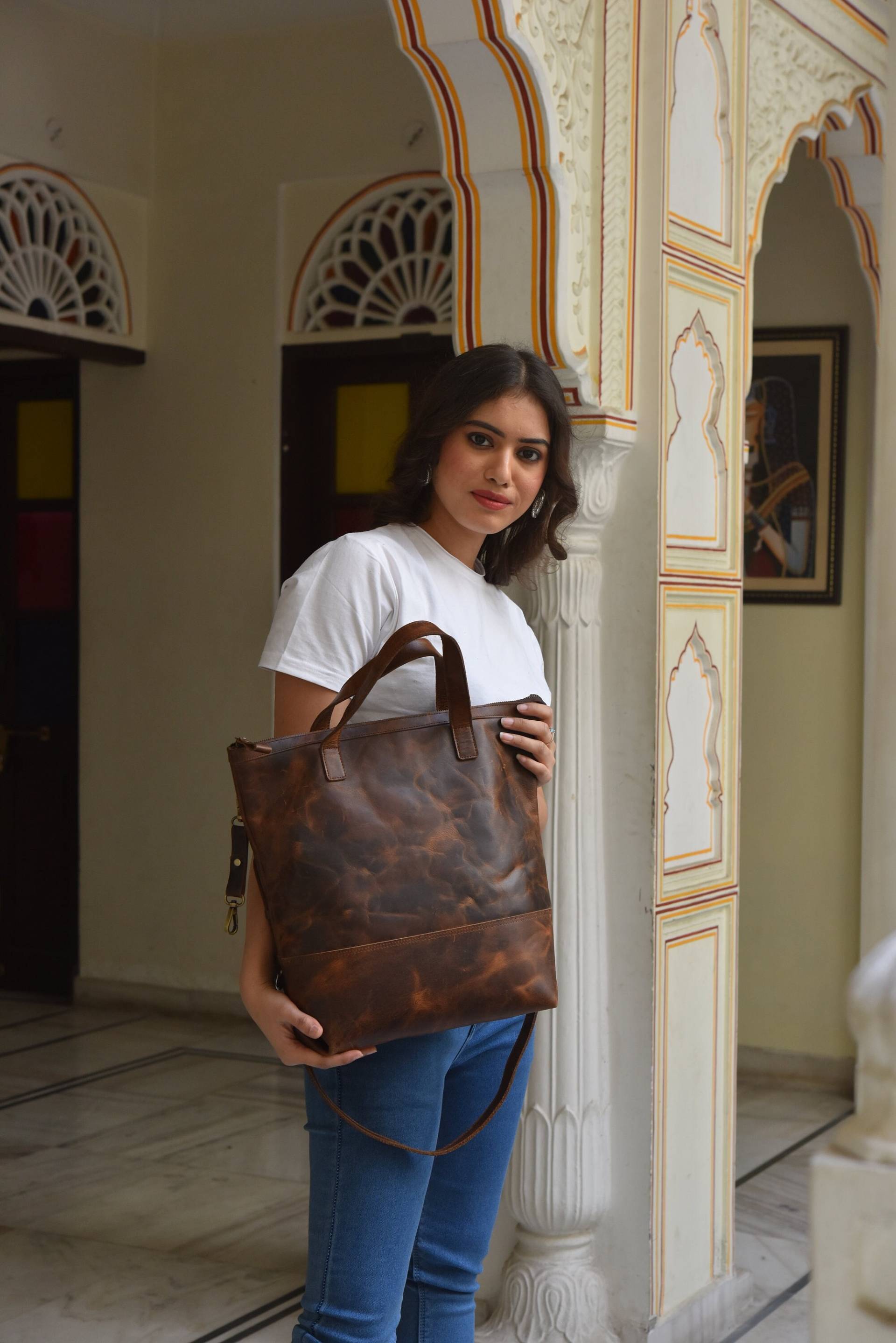 Leder Cabrio Rucksack Frauen Tote Bag Laptop Mit Reißverschluss Und Trolley Sleeve Personalisierte Weihnachtsgeschenk Für Urlaub von AllyHands