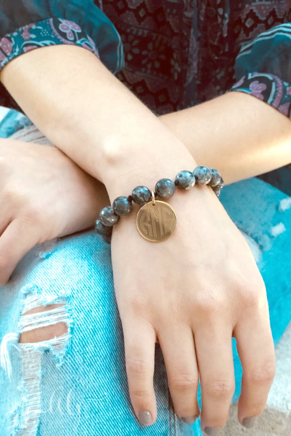 Monogramm Armbänder, Personalisierte Perlen Achat Armband Monogramm Armbänder, Personalisierte Perlen Achat Armband von AllyannaGifts