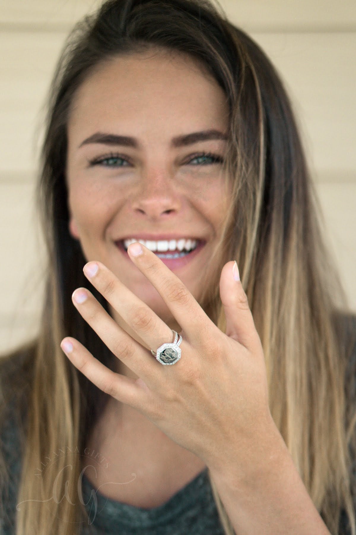 Monogramm Ring, Sterling Silber Gravierbar Oktagon Cz Personalisierter Schmuck, Geschenke Für Sie Monogramm Ring, Sterling Silber Gravierbar Oktagon Cz Personalisierter Schmuck, Geschenke Für Sie von AllyannaGifts