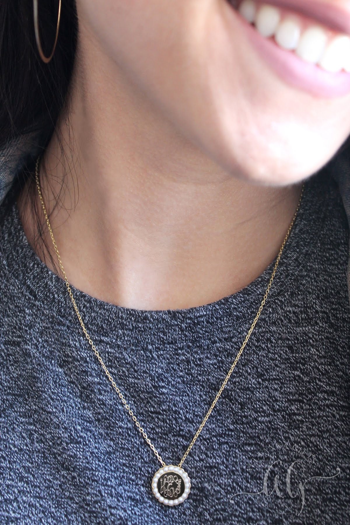 Monogramm Schmuck, Sterling Silber Halskette, Kreis Perlenkette, Geschenke Für Sie Monogramm Schmuck, Sterling Silber Halskette, Kreis Perlenkette, Geschenke Für Sie von AllyannaGifts