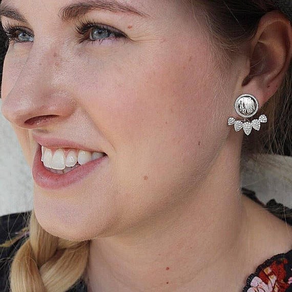 Monogramm Schmuck, Sterling Silber Ring, Gravur Cz Teardrop Ohrringe, Geschenke Für Sie Monogramm Schmuck, Sterling Silber Ring, Gravur Cz Teardrop Ohrringe, Geschenke Für Sie von AllyannaGifts