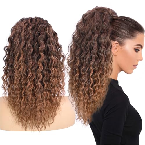 Allyree tress Afro Curly Ponytail Extension Long Black Drawstring Ponytail for Black Women Multi Layered Hair Fluffy Thick Natural Soft Synthetic Hairpiece for Daily Use (T1B/30) von Allyree