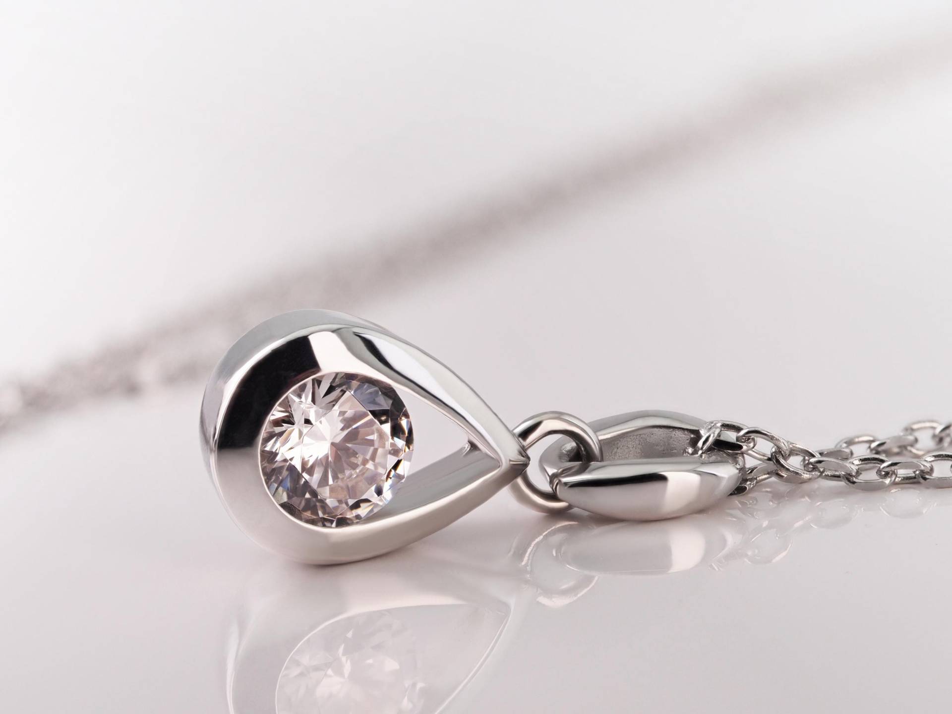 Kette 925 Silber Mit Tropfen Anhänger - Rhodiniert von AllysLoverys