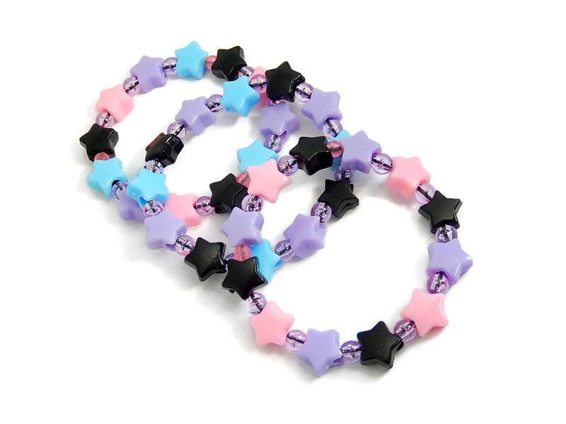 Pastel Goth Kandi Armbänder, Star Kandy Set, Rave Plur Singles von Allysin