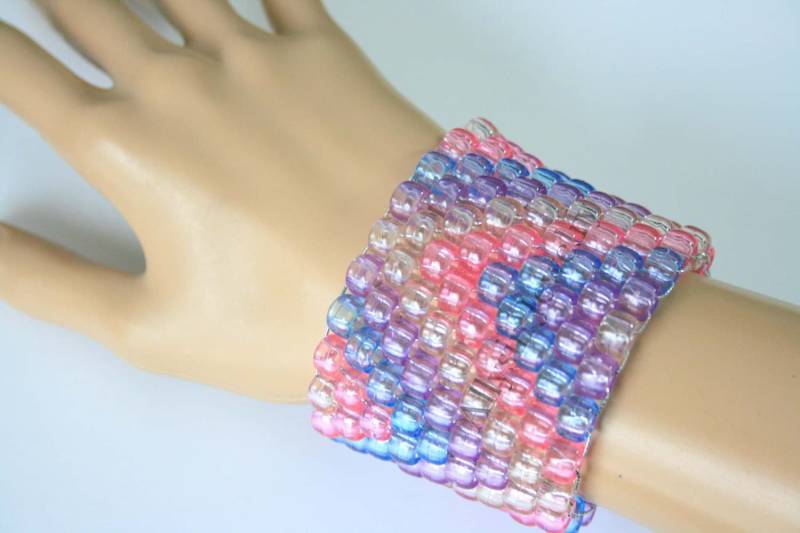 Transparente Pastell Kandi Manschette, Kristall Armband, Fee Kei Raver Plur von Allysin