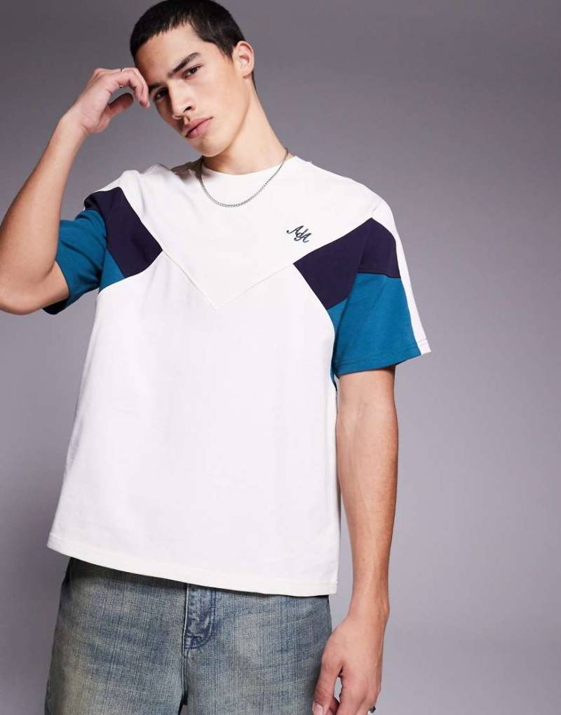 Alma De Ace - T-Shirt in Beige mit Blockfarben-Details, 240 g/m²-Weiß Alma De Ace - T-Shirt in Beige mit Blockfarben-Details, 240 g/m²-Weiß von Alma De Ace