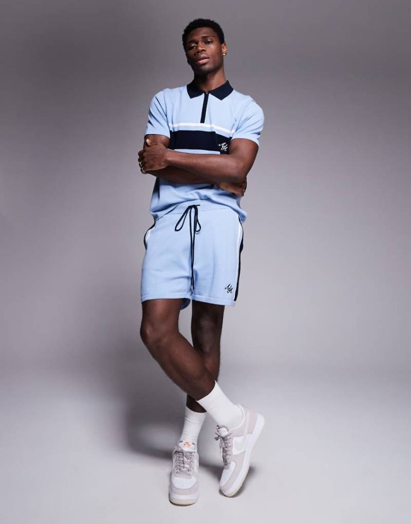 Alma de Ace - Strick-T-Shirt in Blau mit Polokragen, Kombiteil von Alma De Ace